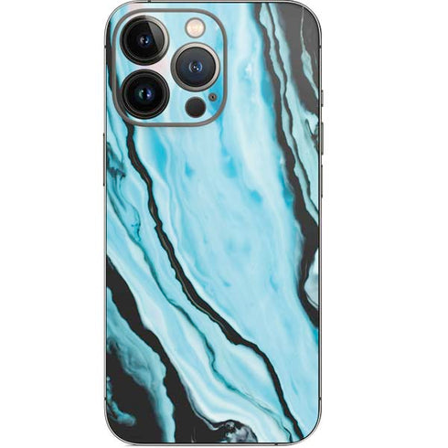 Aqua Blue Marble Ink iPhone 14 Pro Skin